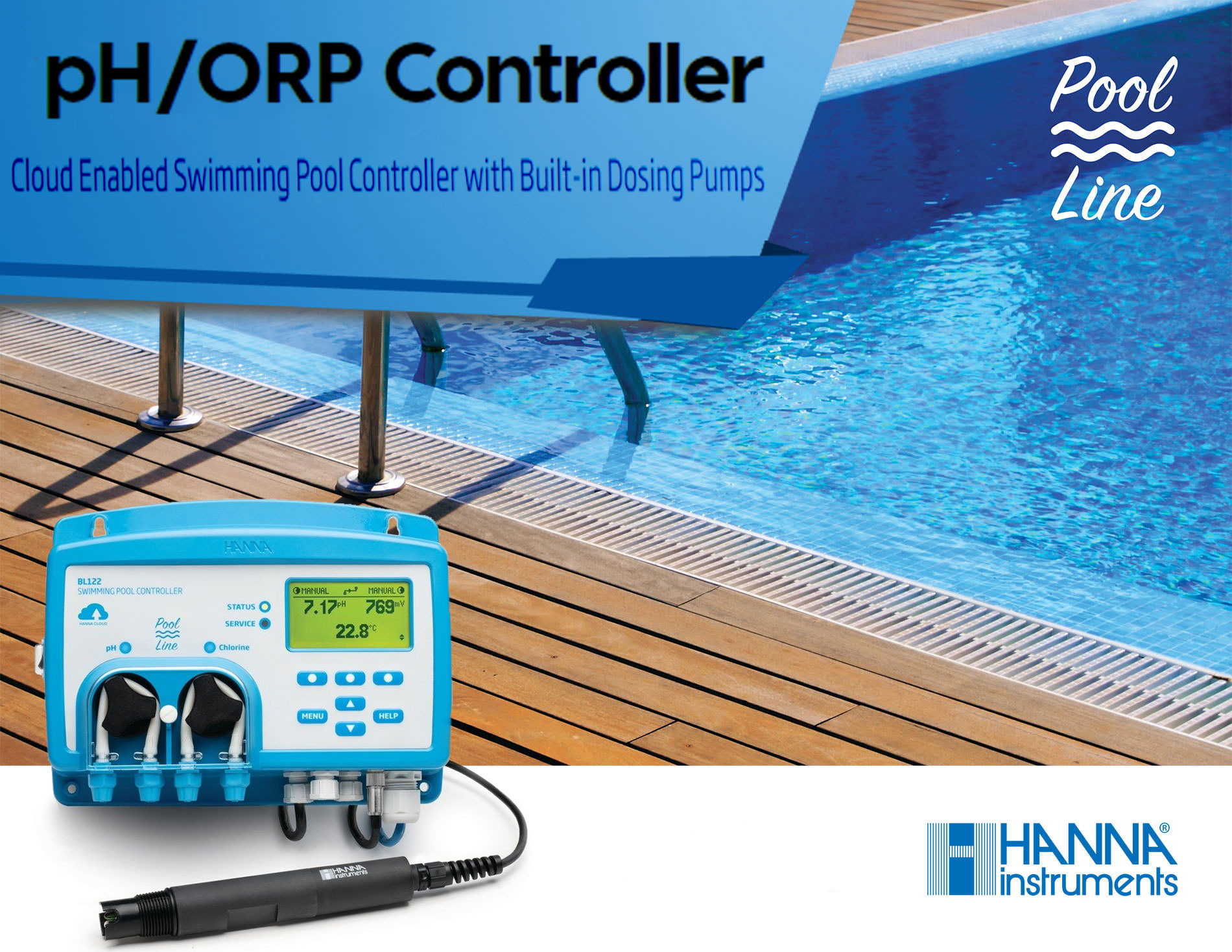 کنترلر کلر آب استخر تحت وب مدل Hanna BL122